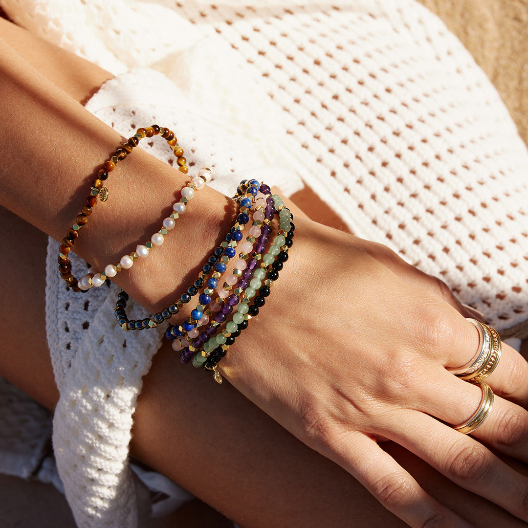 Hematite aura of gold gem bracelet