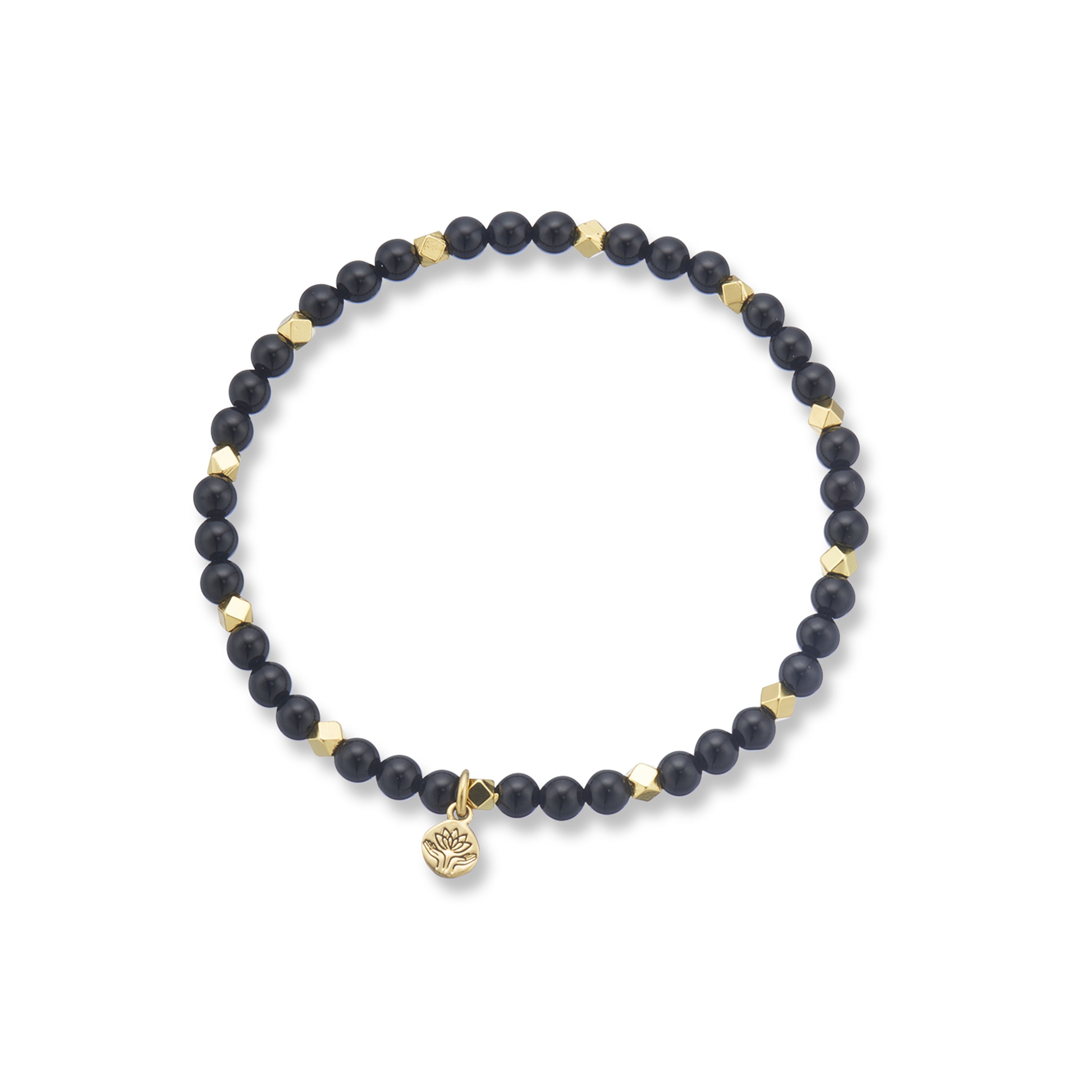 Onyx aura of gold gem bracelet