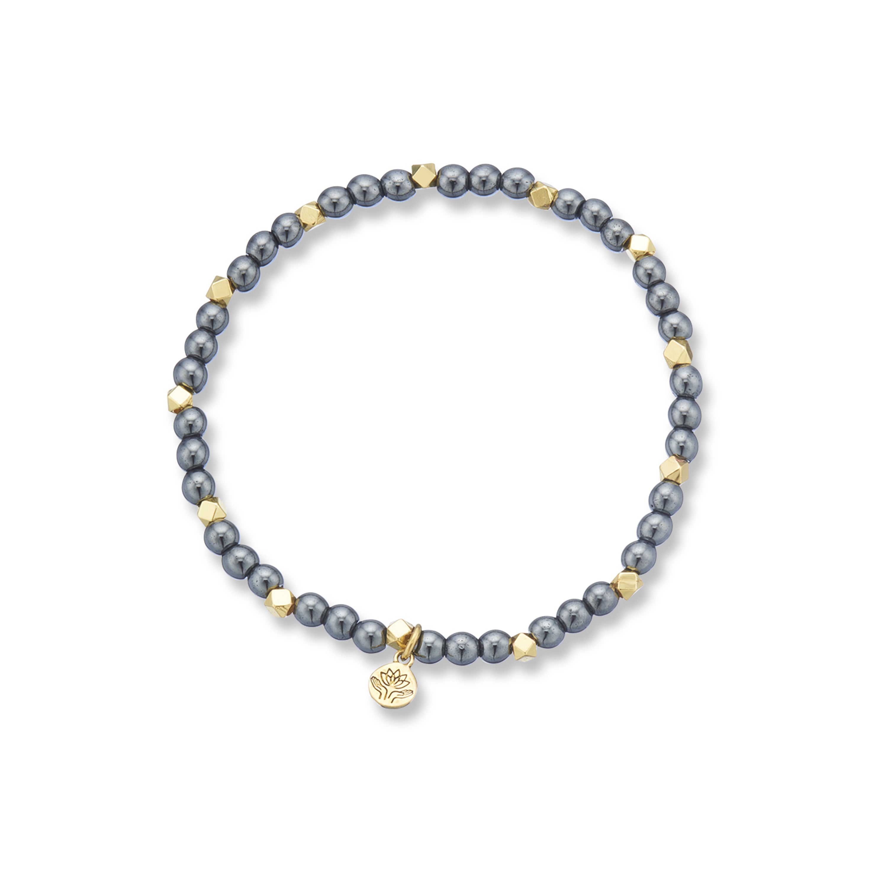Hematite aura of gold gem bracelet