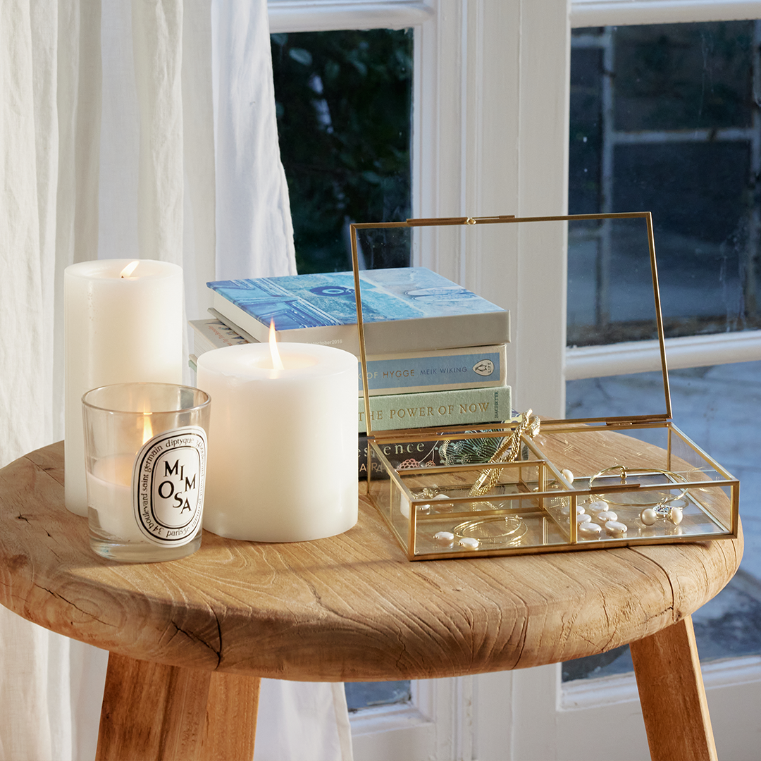 Brass and glass section lidded jewellery box