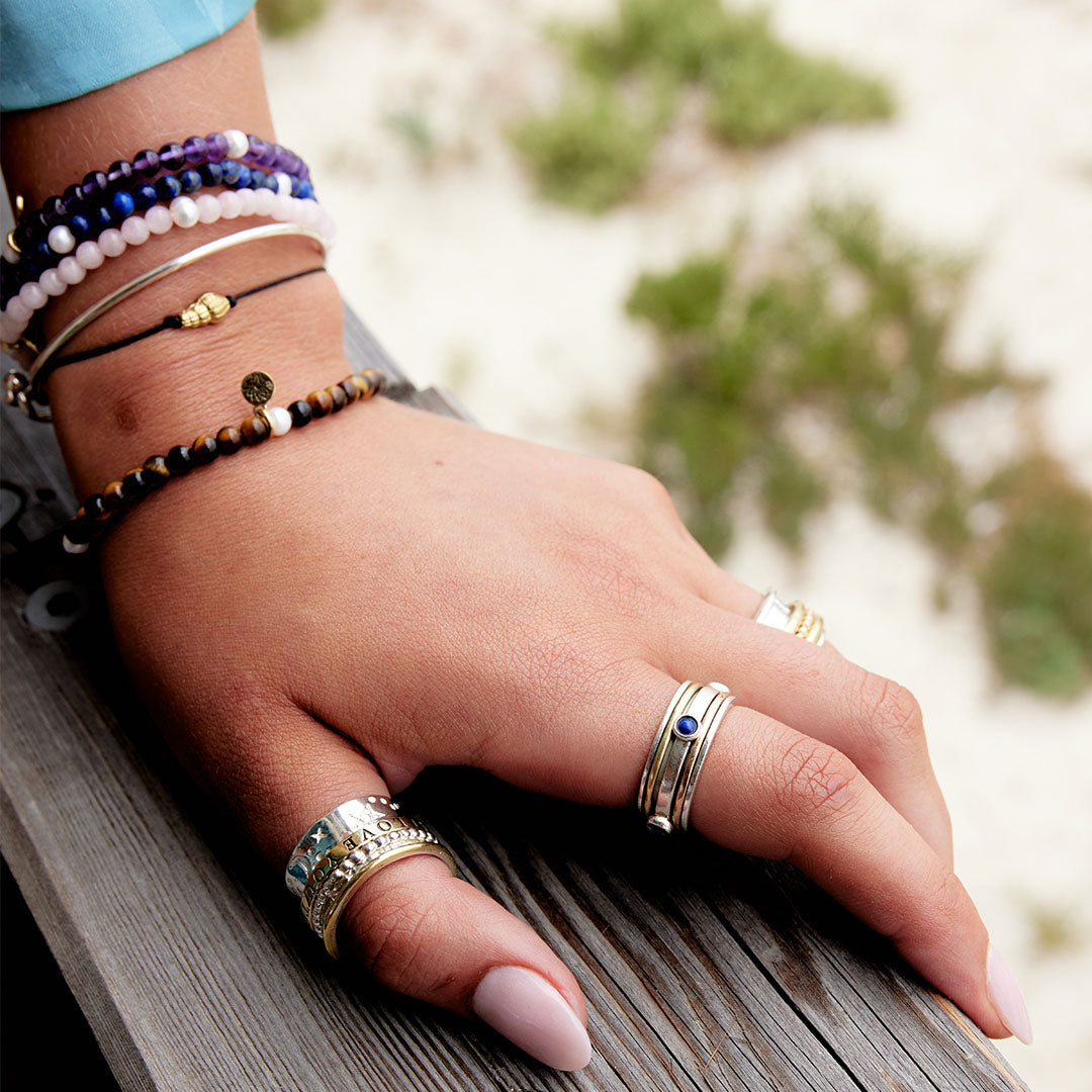 Creativity lapis lazuli meditation spinning ring