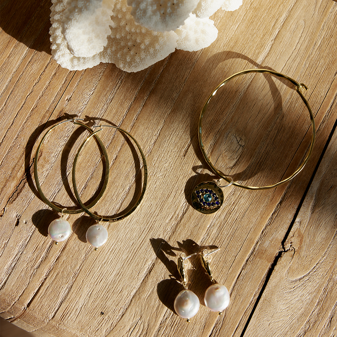 Icaria hoop pearl earrings