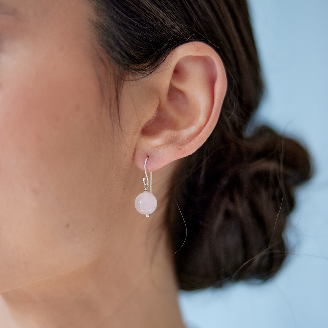 Rose quartz healing gem earrings