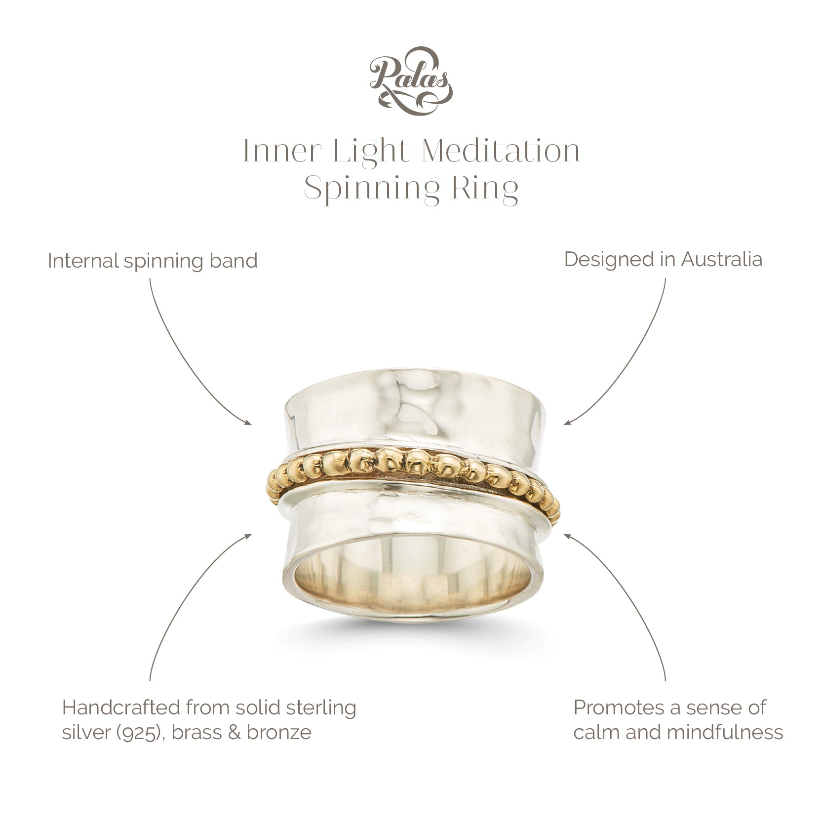 Inner light meditation spinning ring