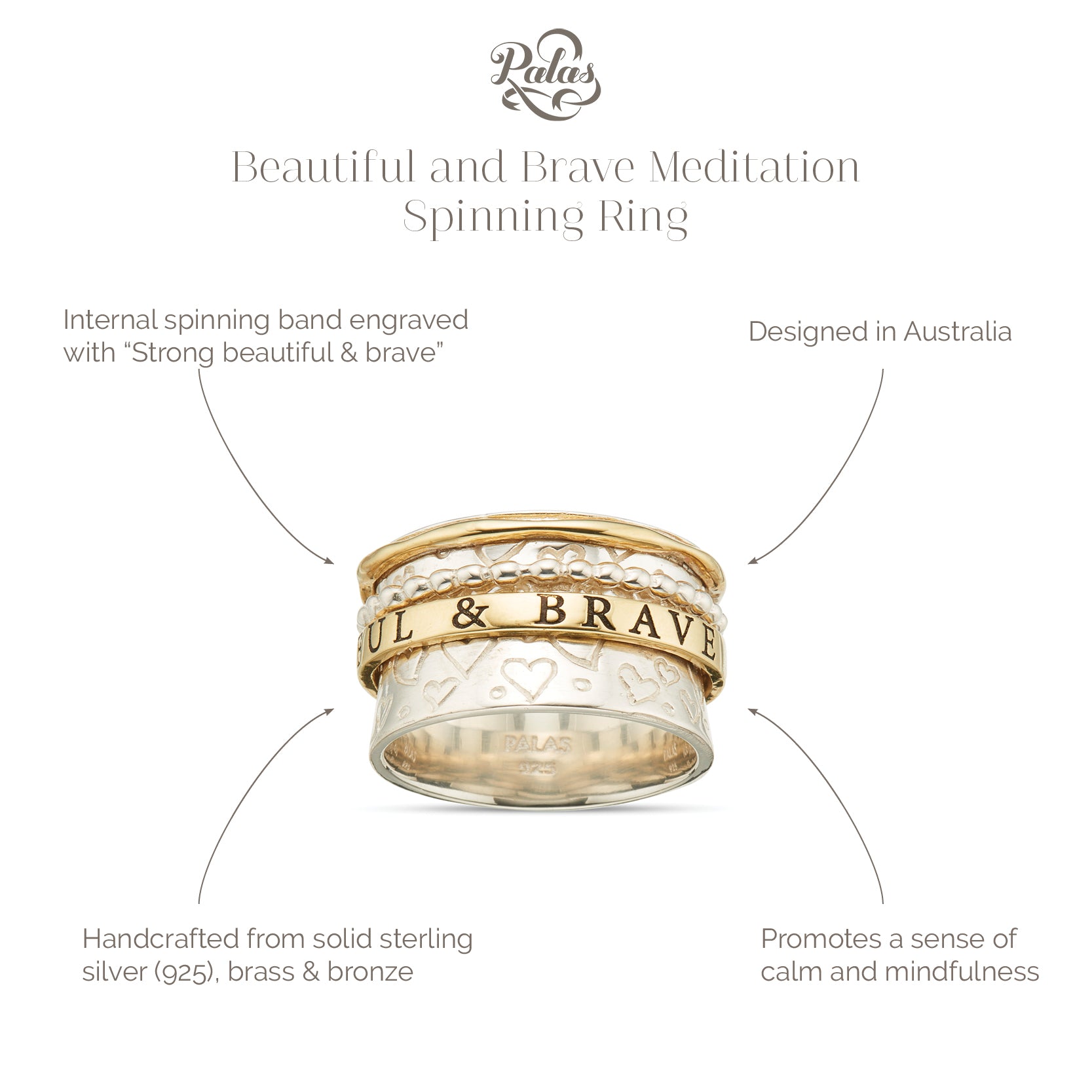 Beautiful & brave meditation spinning ring