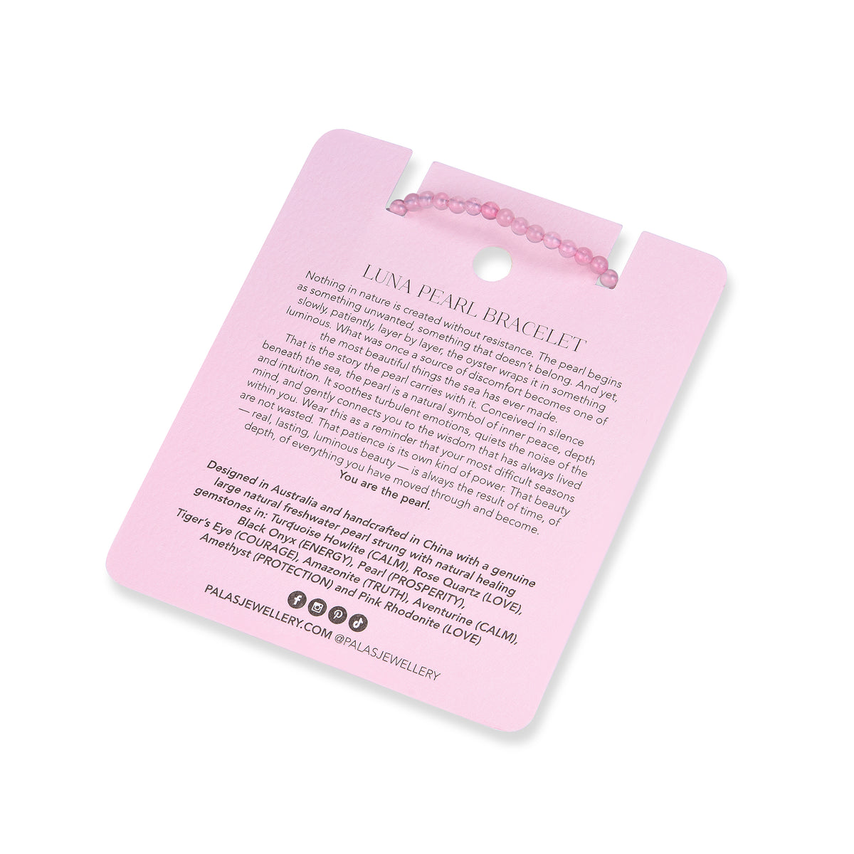Rose Quartz 'love' luna pearl bracelet