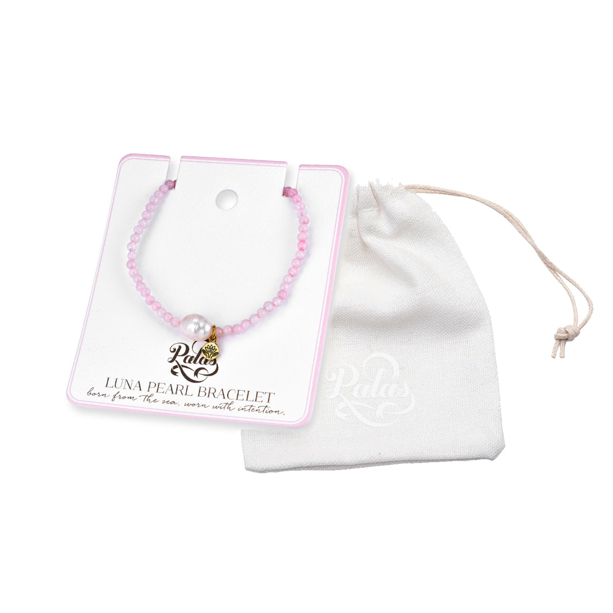 Rose Quartz 'love' luna pearl bracelet