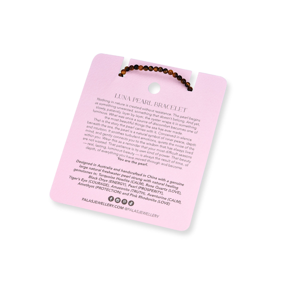 Tiger's Eye 'courage' luna pearl bracelet