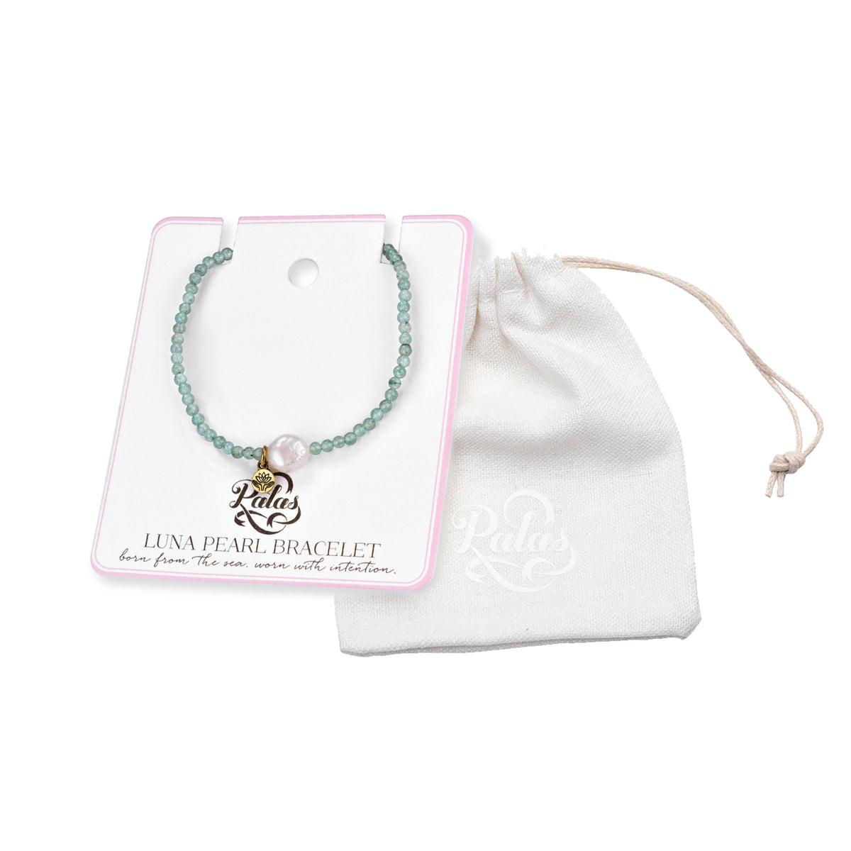 Green Aventurine 'calm' luna pearl bracelet