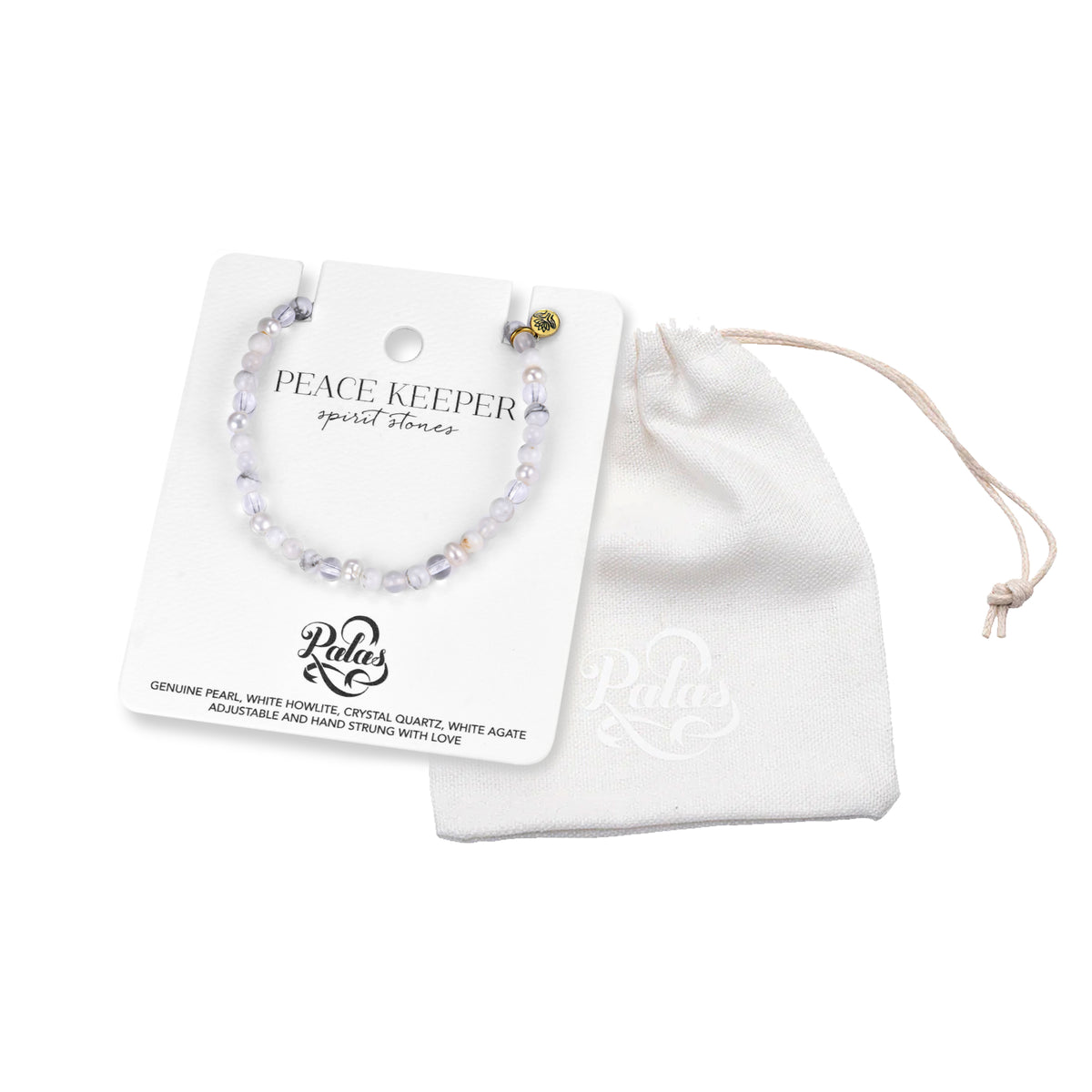 Pearl 'peace keeper' spirit stones bracelet small (4mm)