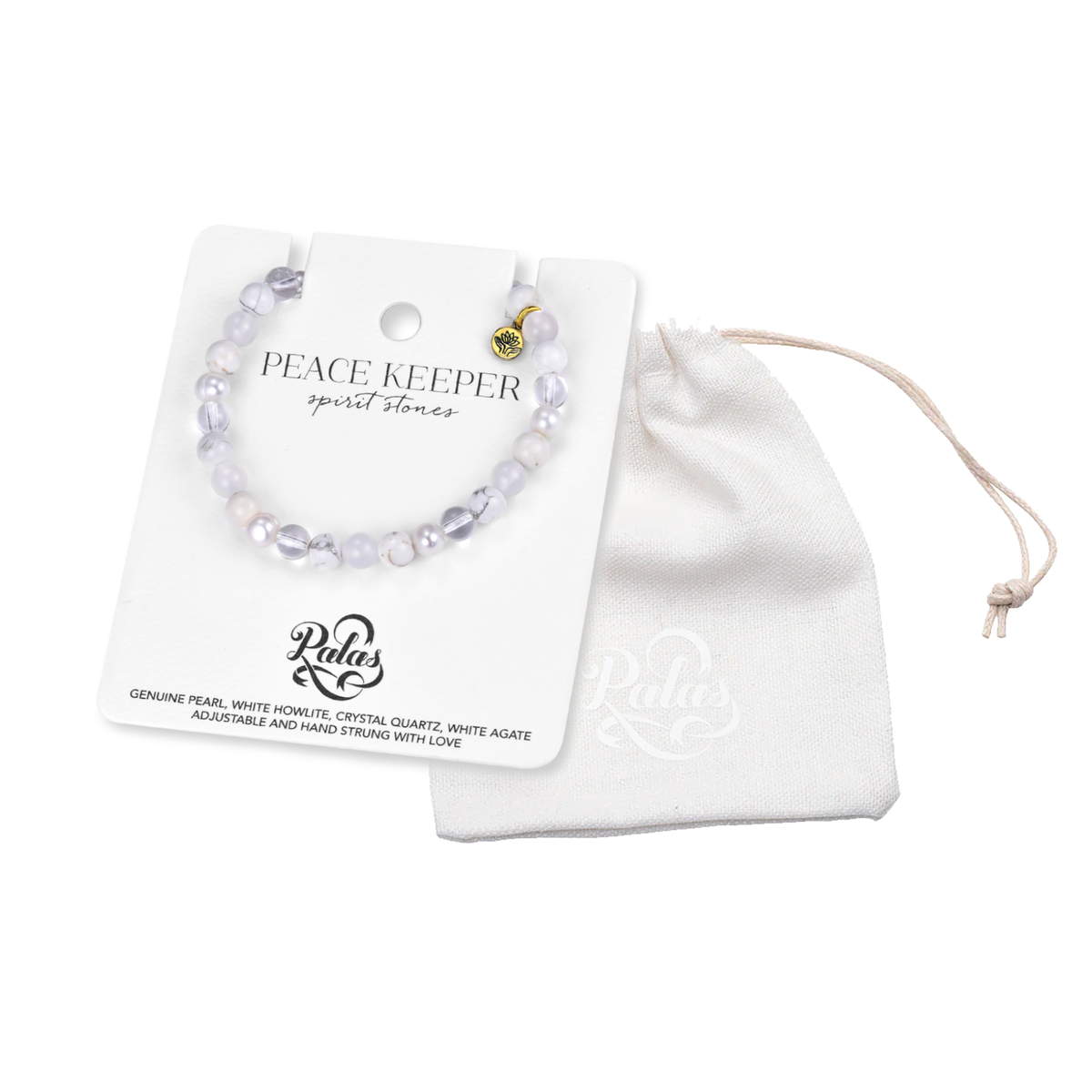 Pearl 'peace keeper' spirit stones bracelet medium (6mm)