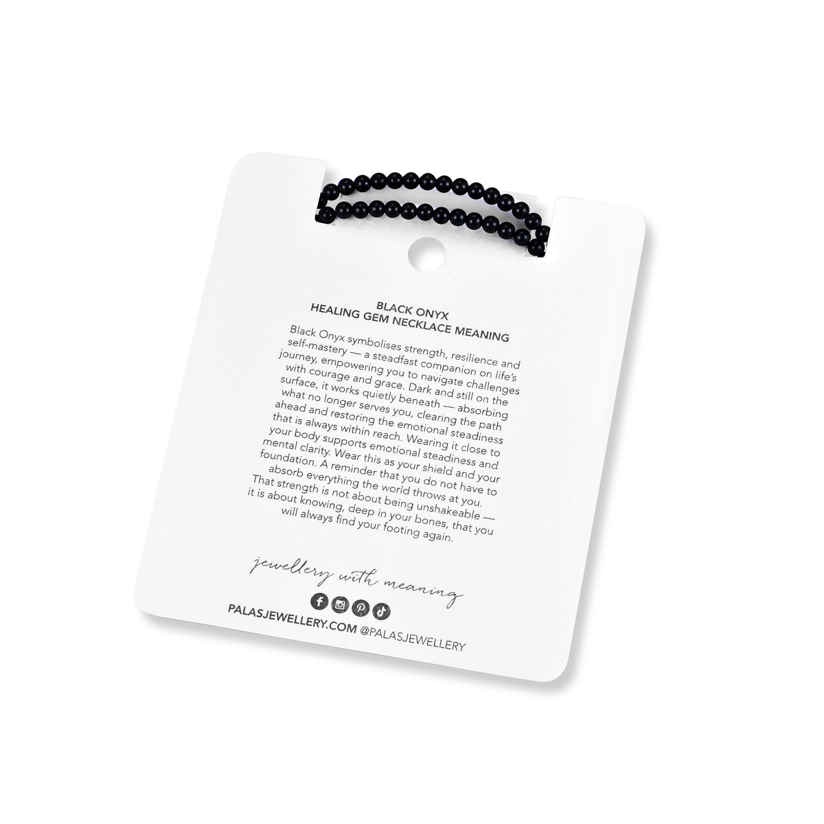 Black Onyx 'energy & strength' healing gem necklace