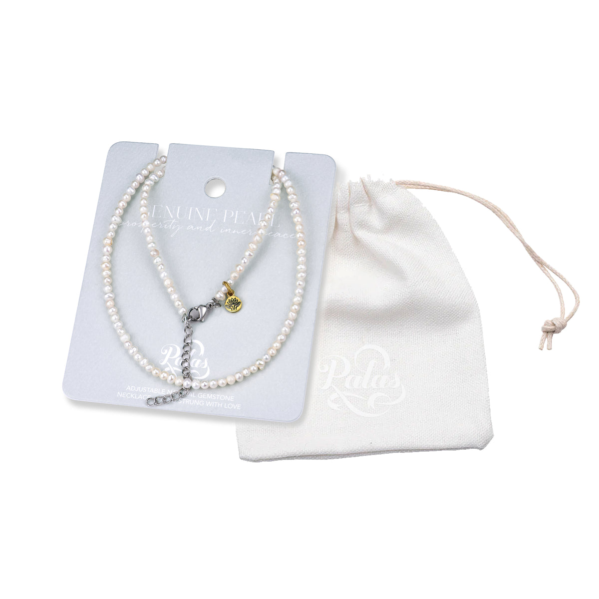 Pearl 'prosperity & inner peace' healing gem necklace