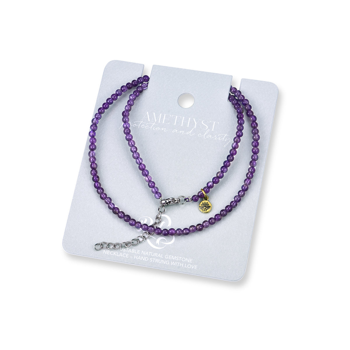 Amethyst 'protection & clarity' healing gem necklace