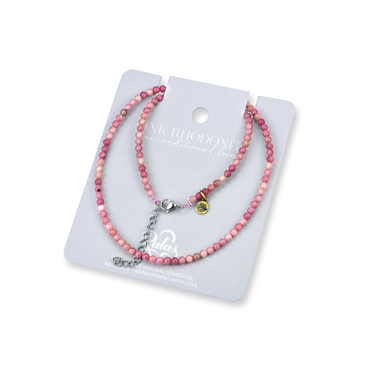 Pink Rhodonite 'unconditional love' healing gem necklace