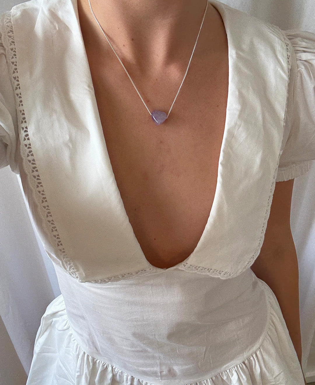 Amethyst 'protection' heartstone necklace