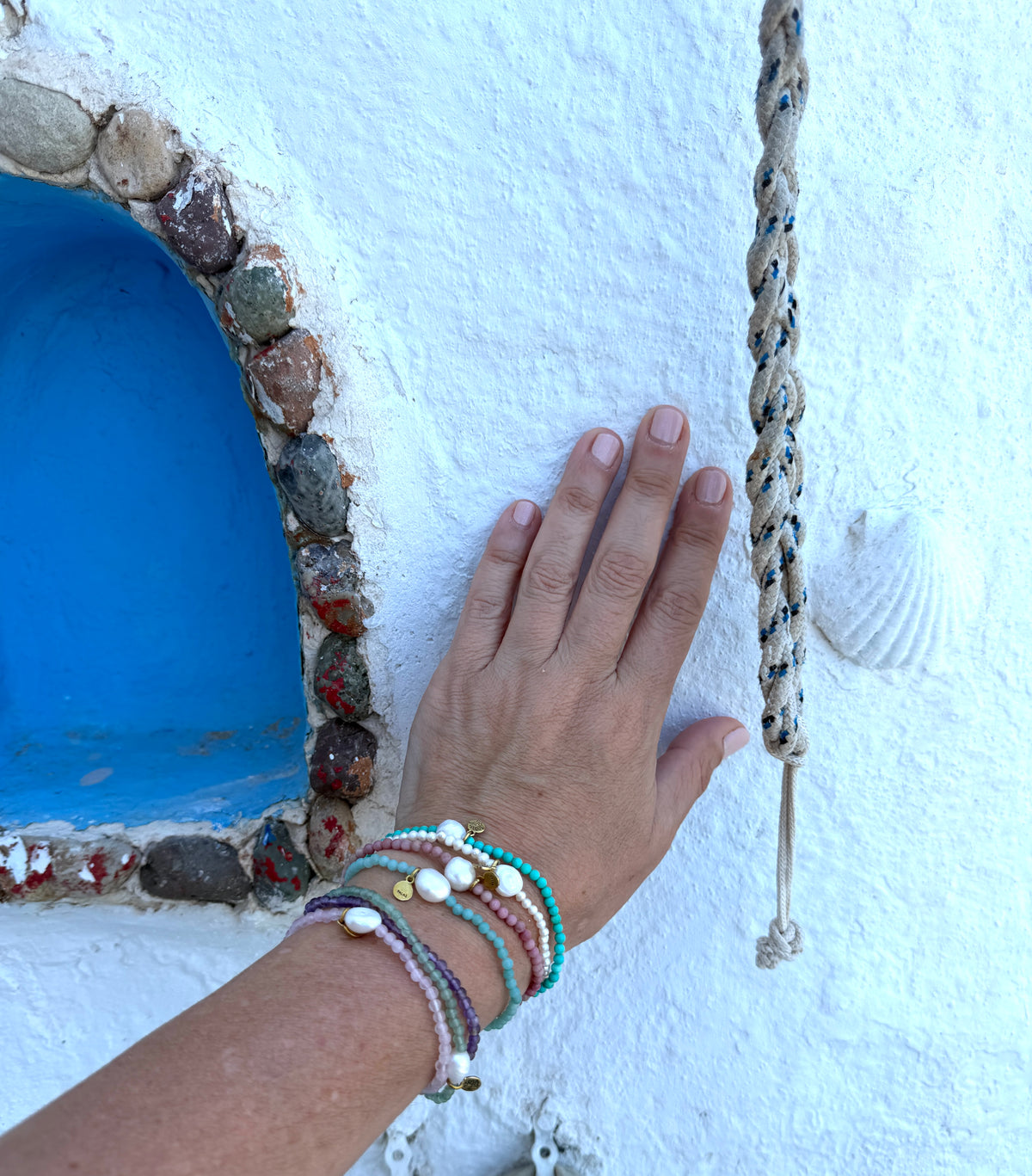 Amazonite 'truth' luna pearl bracelet