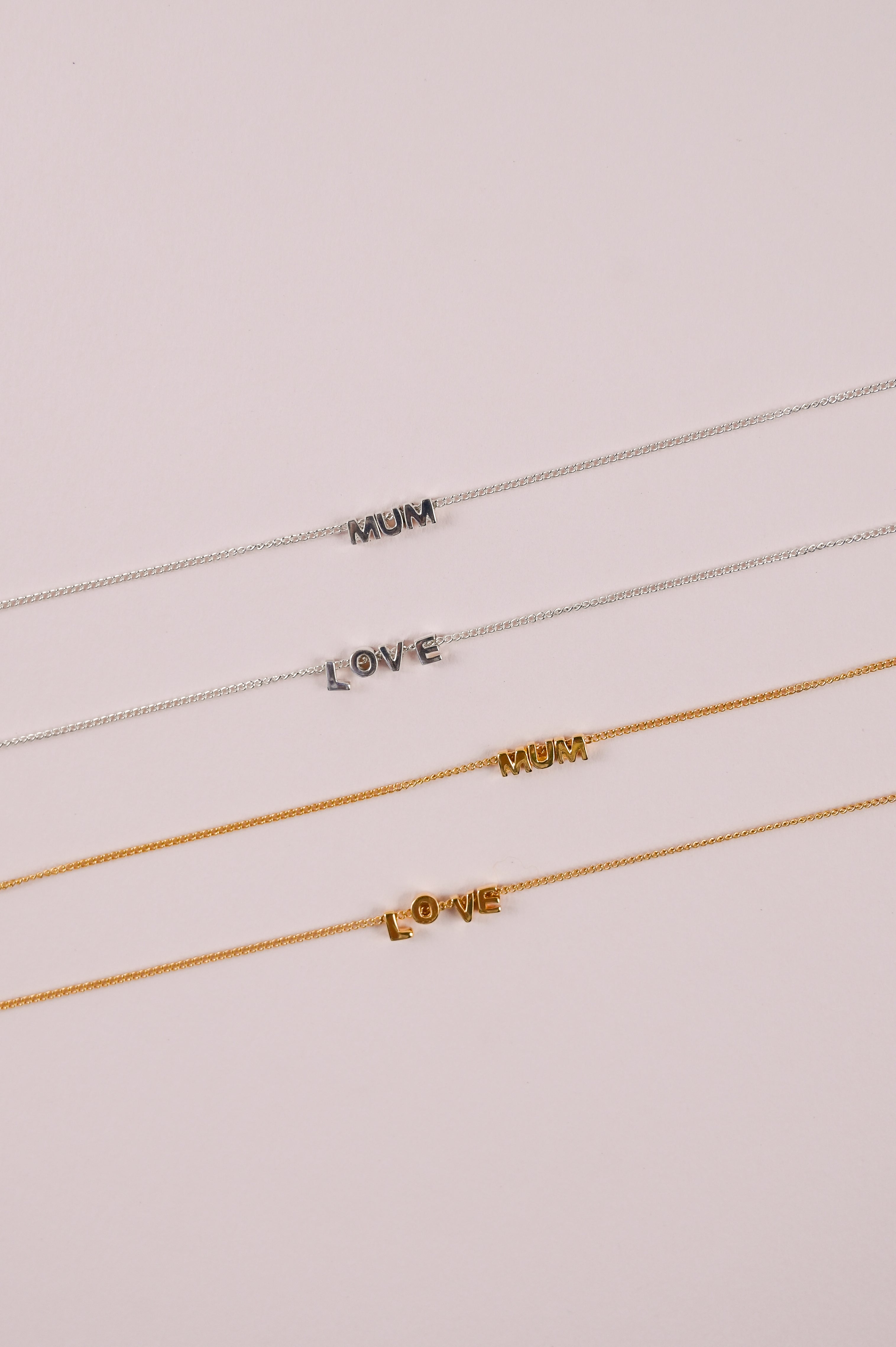 MUM Tiny Love Letter Necklace  - Sterling Silver