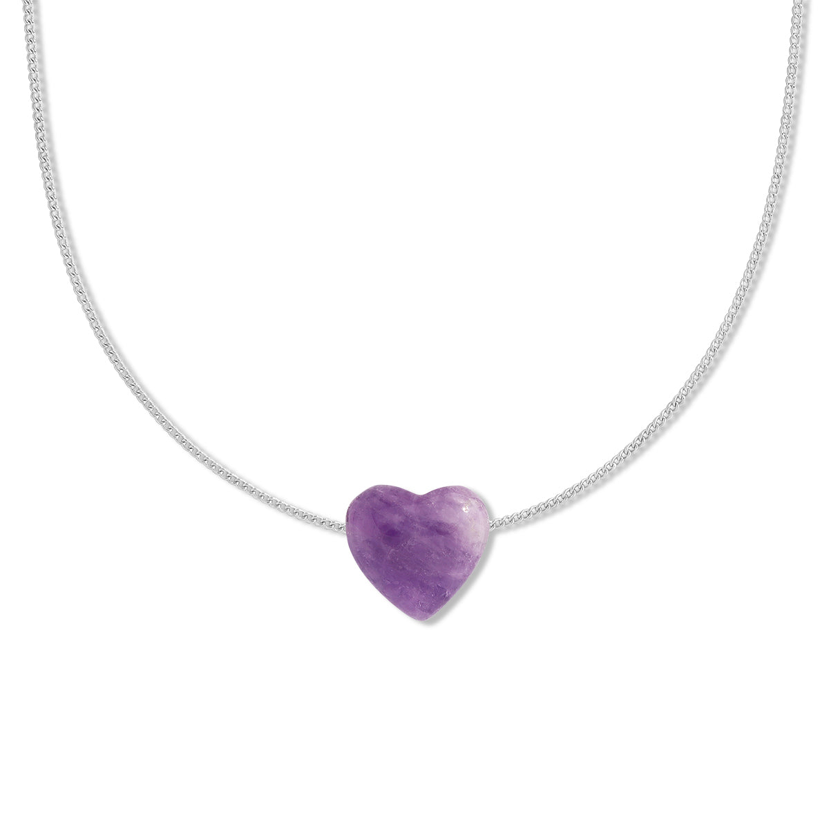 Amethyst 'protection' heartstone necklace