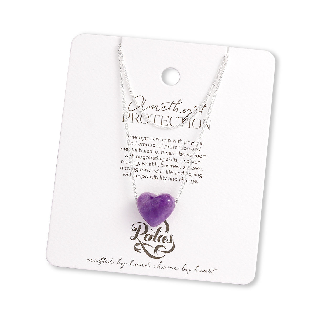 Amethyst 'protection' heartstone necklace