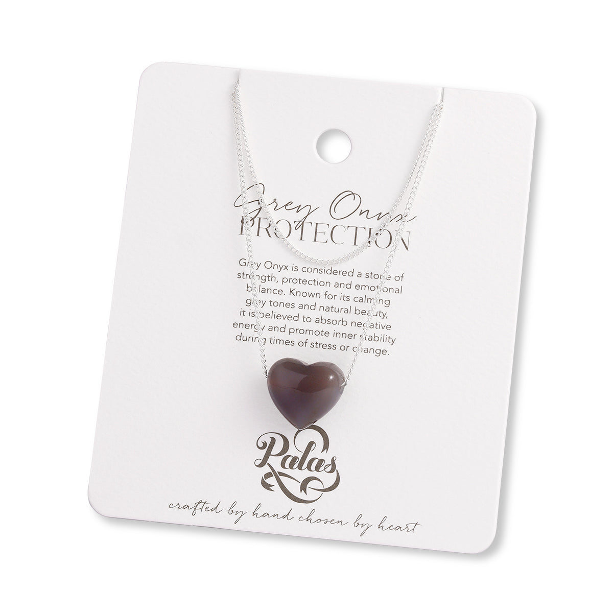 Grey Onyx ‘calming’ heartstone necklace