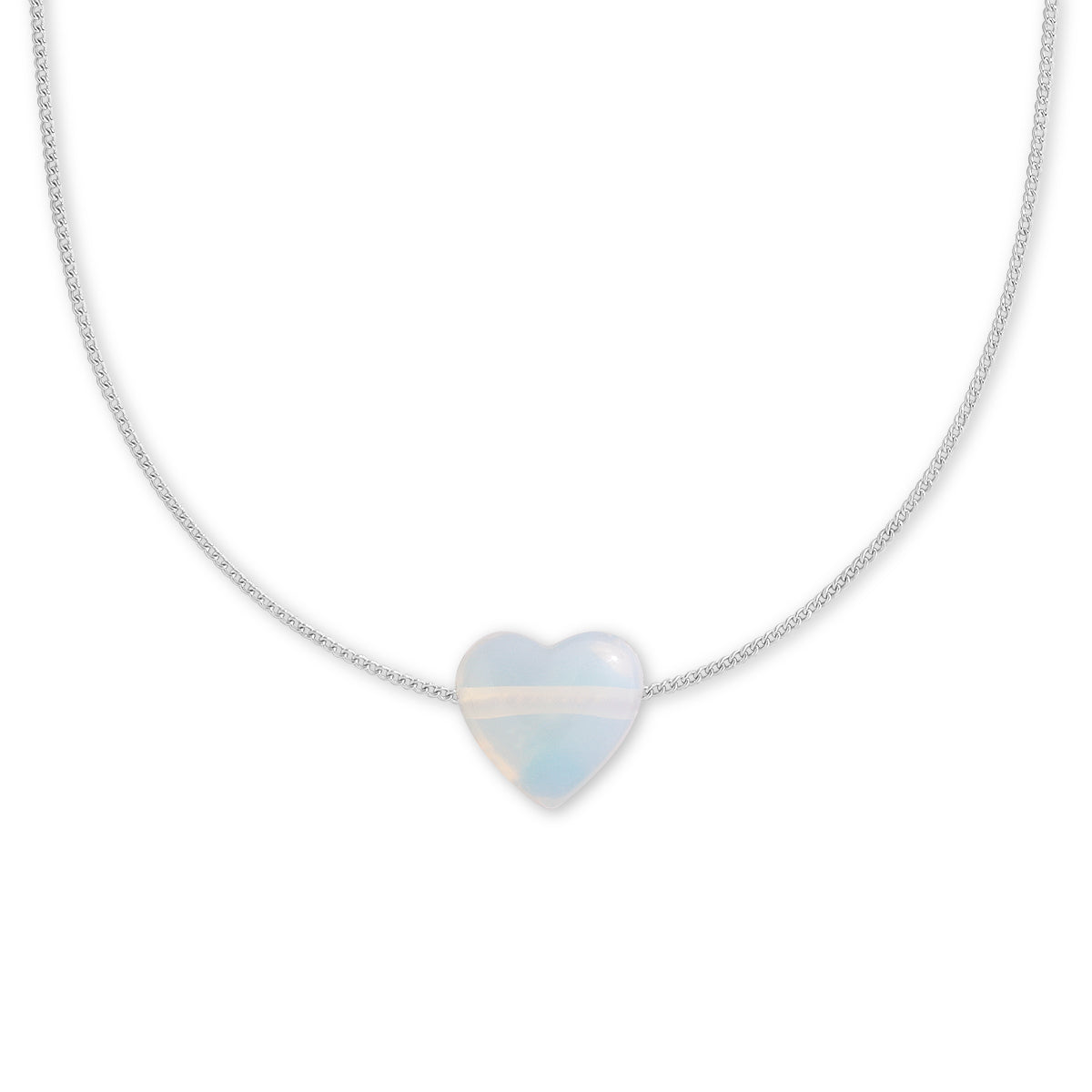 Opal Glass ‘clarity’ heartstone necklace