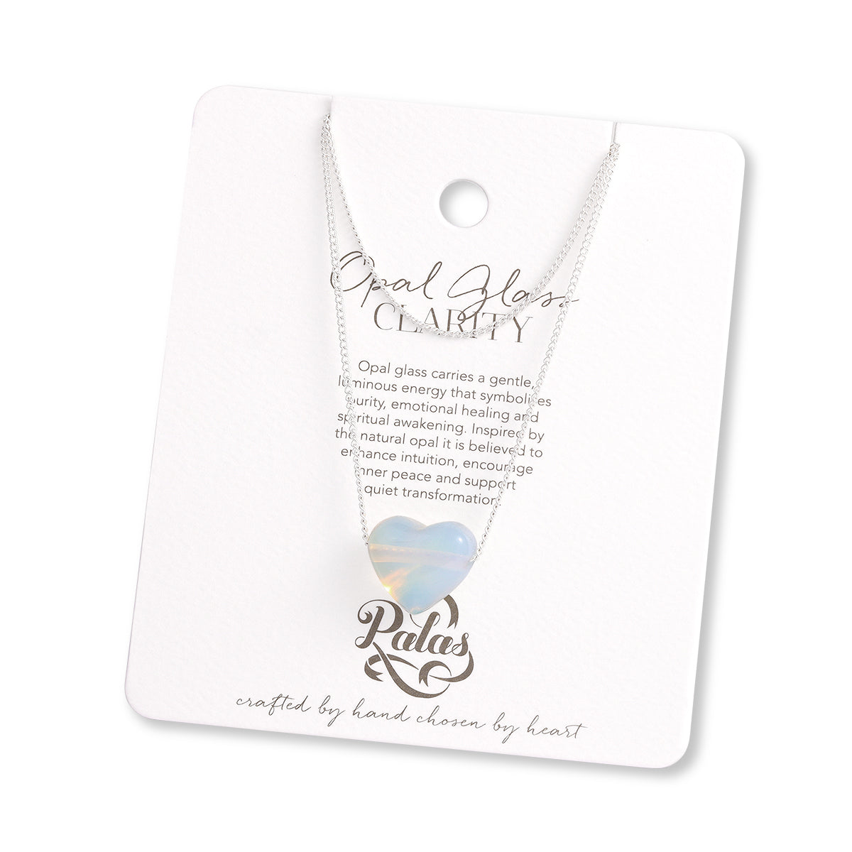 Opal Glass ‘clarity’ heartstone necklace