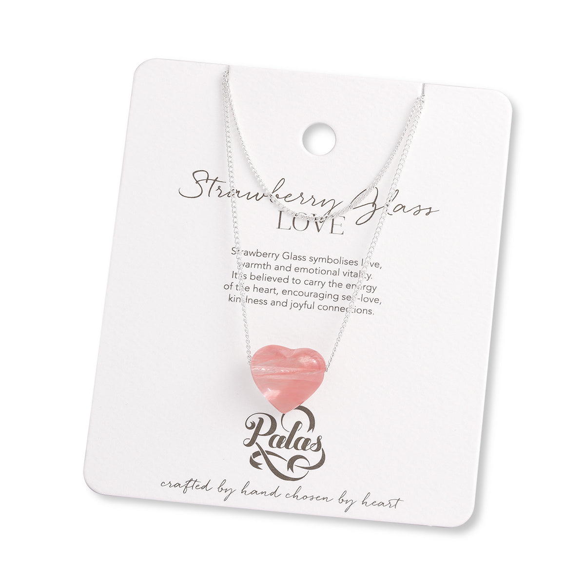 Strawberry Glass ‘self-love’ heartstone necklace