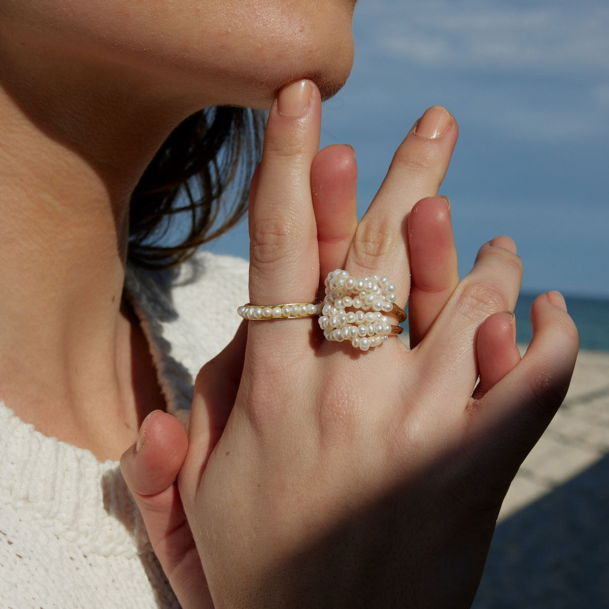 Layers of love pearl ring