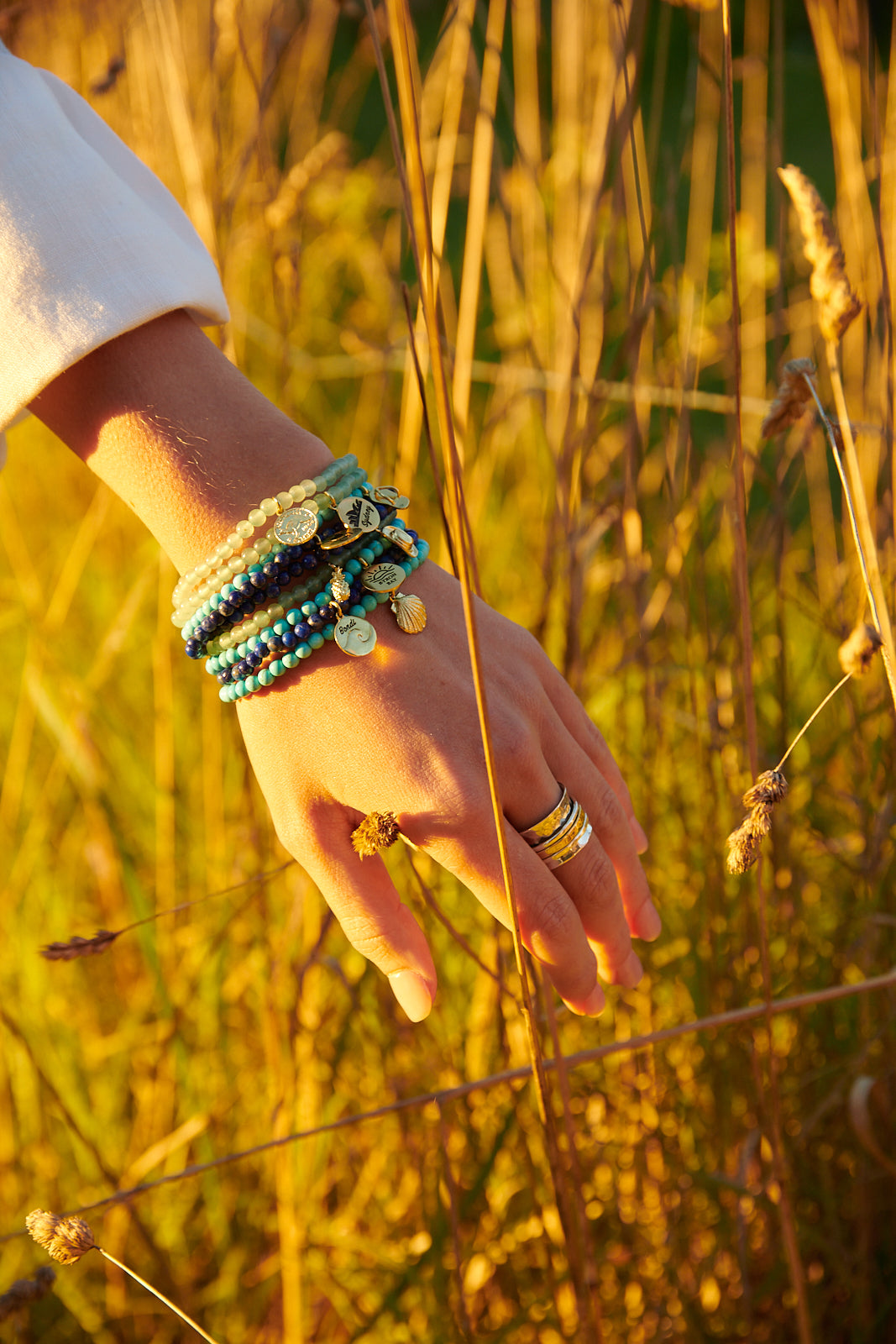 Byron Bay sunset charm turquoise howlite bracelet