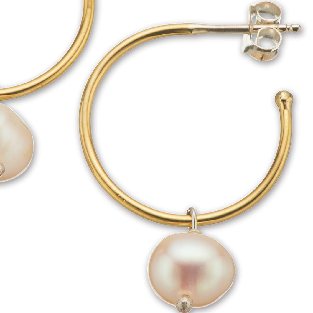Small hoop pearl earrings
