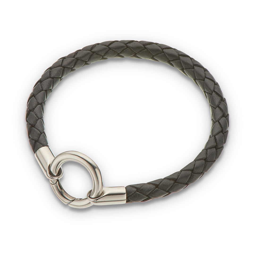 Round thick plaited leather bracelet