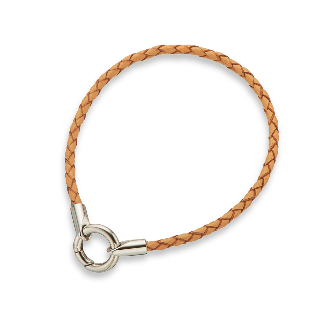 Round plaited fine leather bracelet