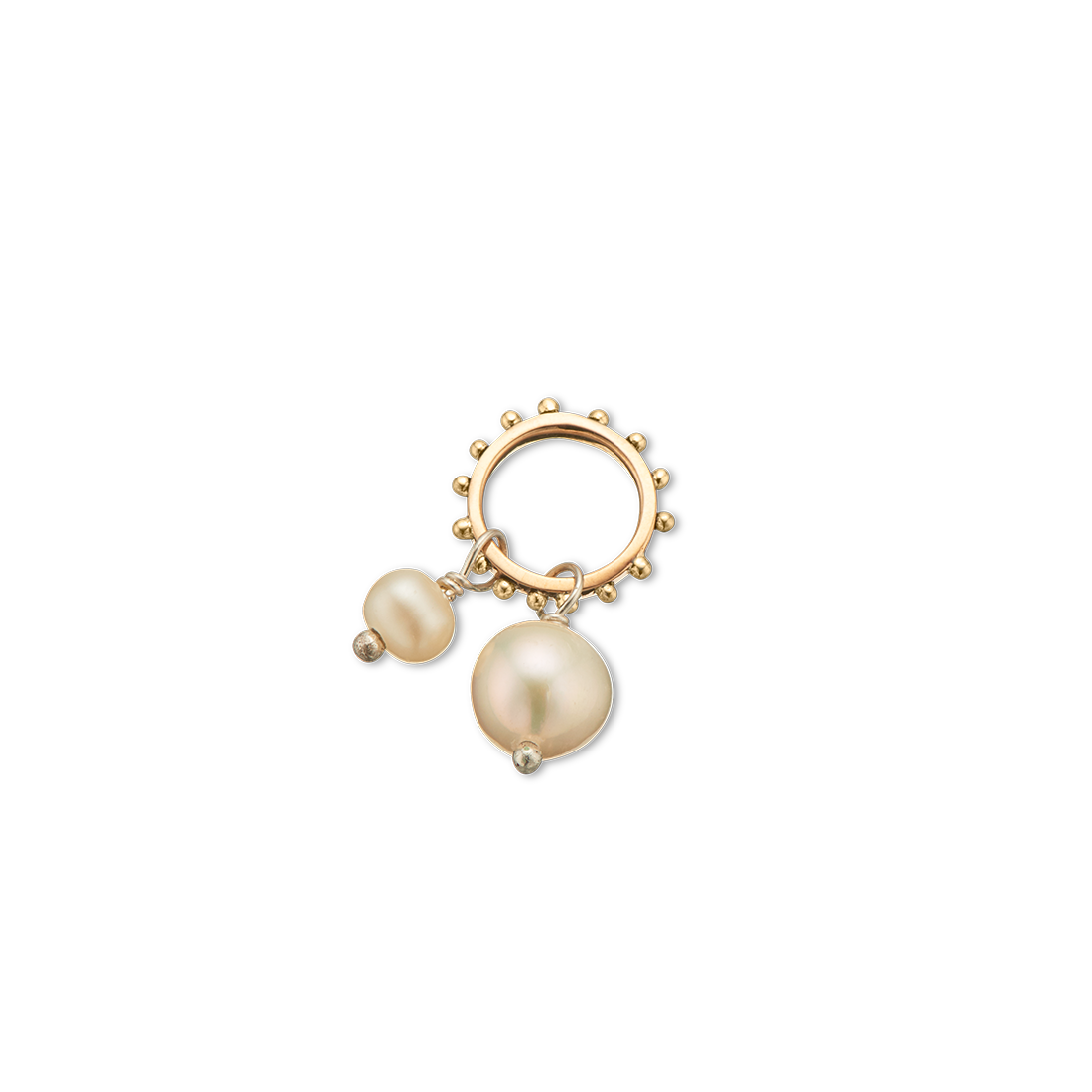 Double pearl charm on ring