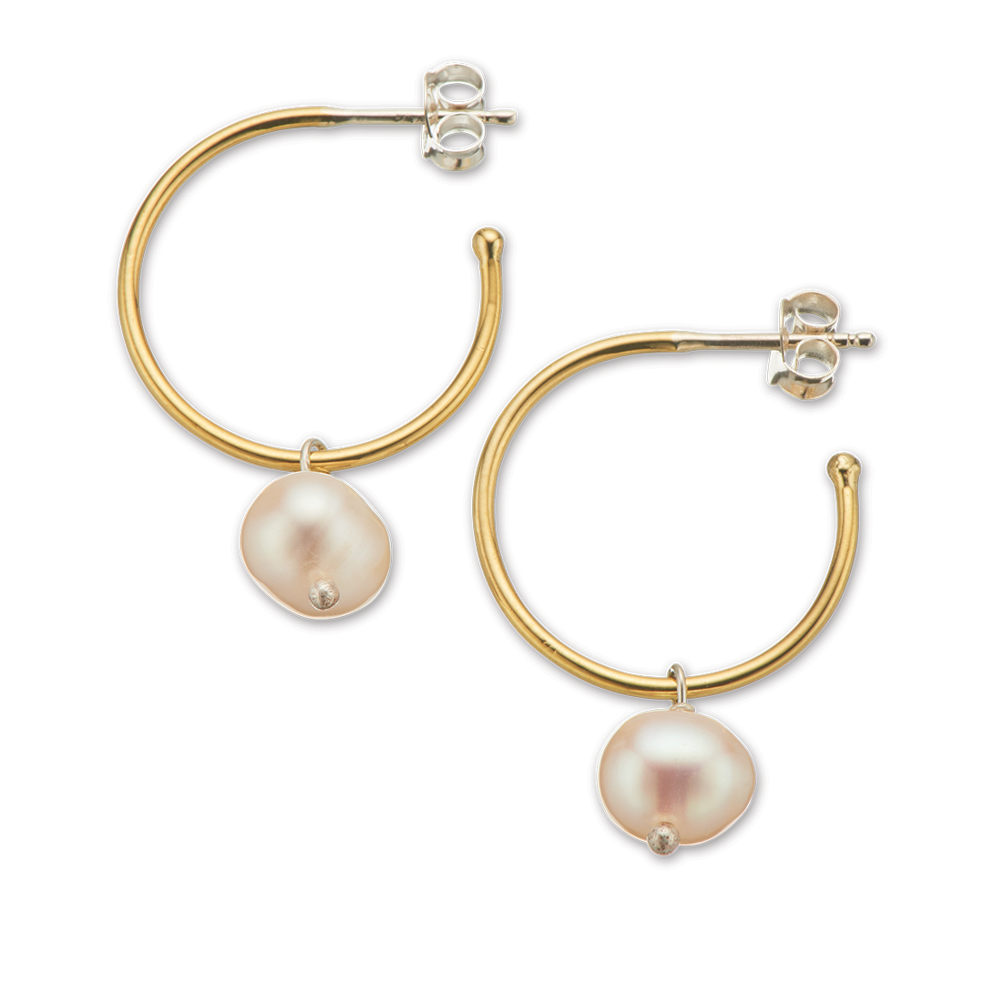 Small hoop pearl earrings