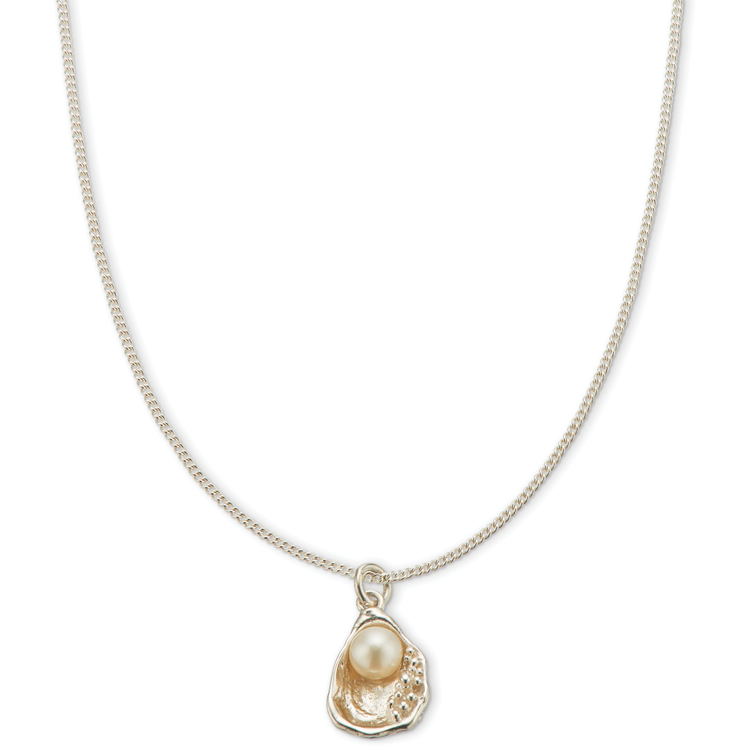 Silver oyster pearl necklace