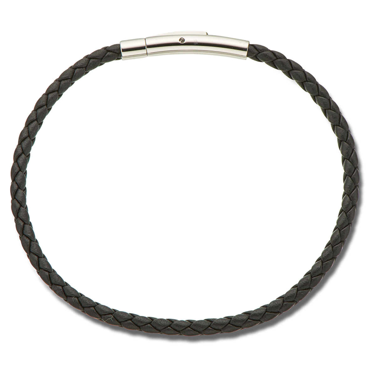 Fine leather plaited bracelet 22cm
