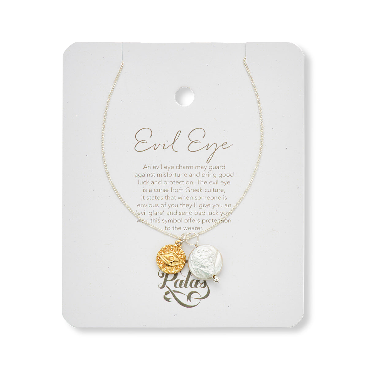 Evil eye and pearl amulet necklace