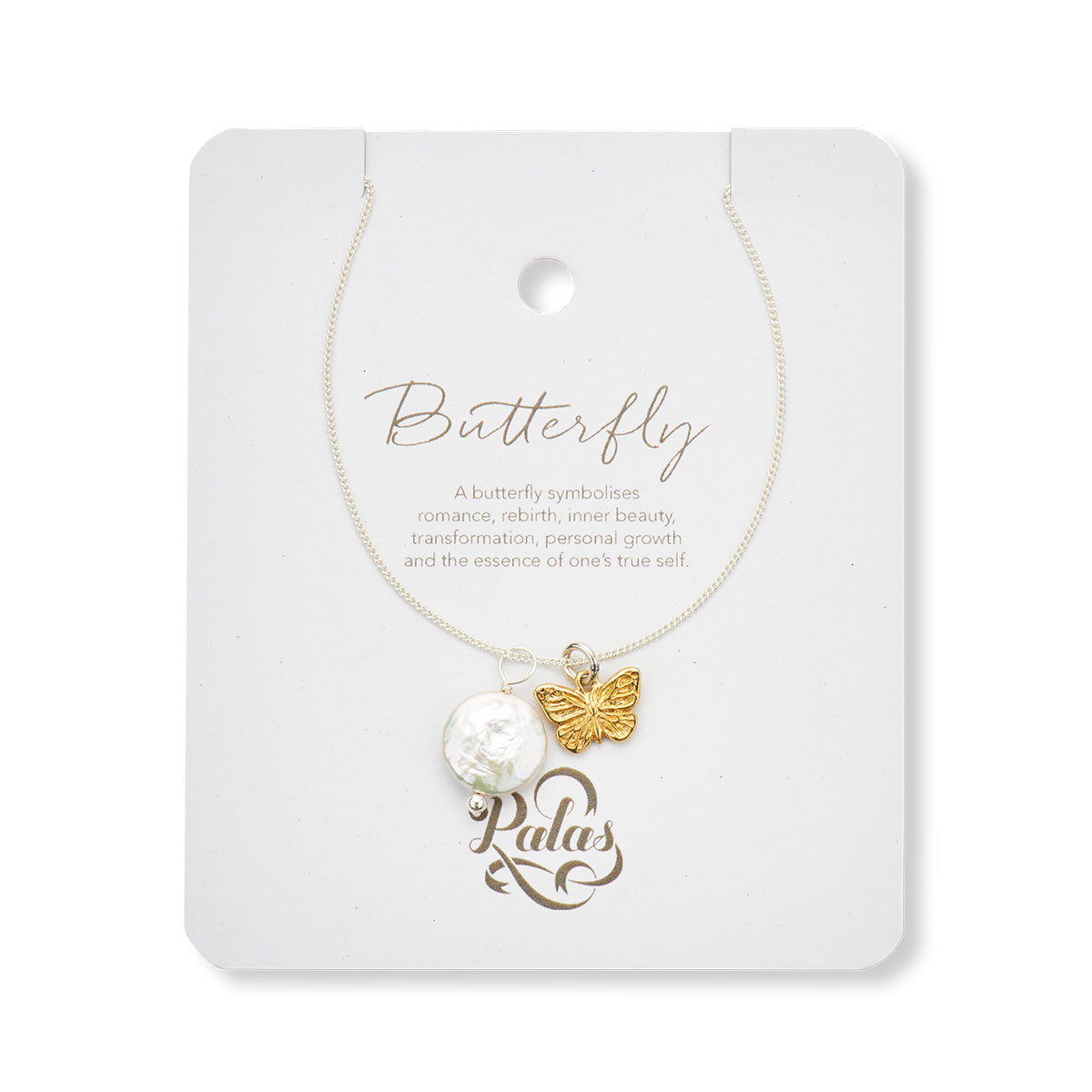 Butterfly and pearl amulet necklace