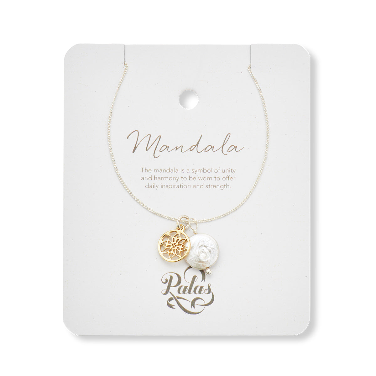 Mandala and pearl amulet necklace