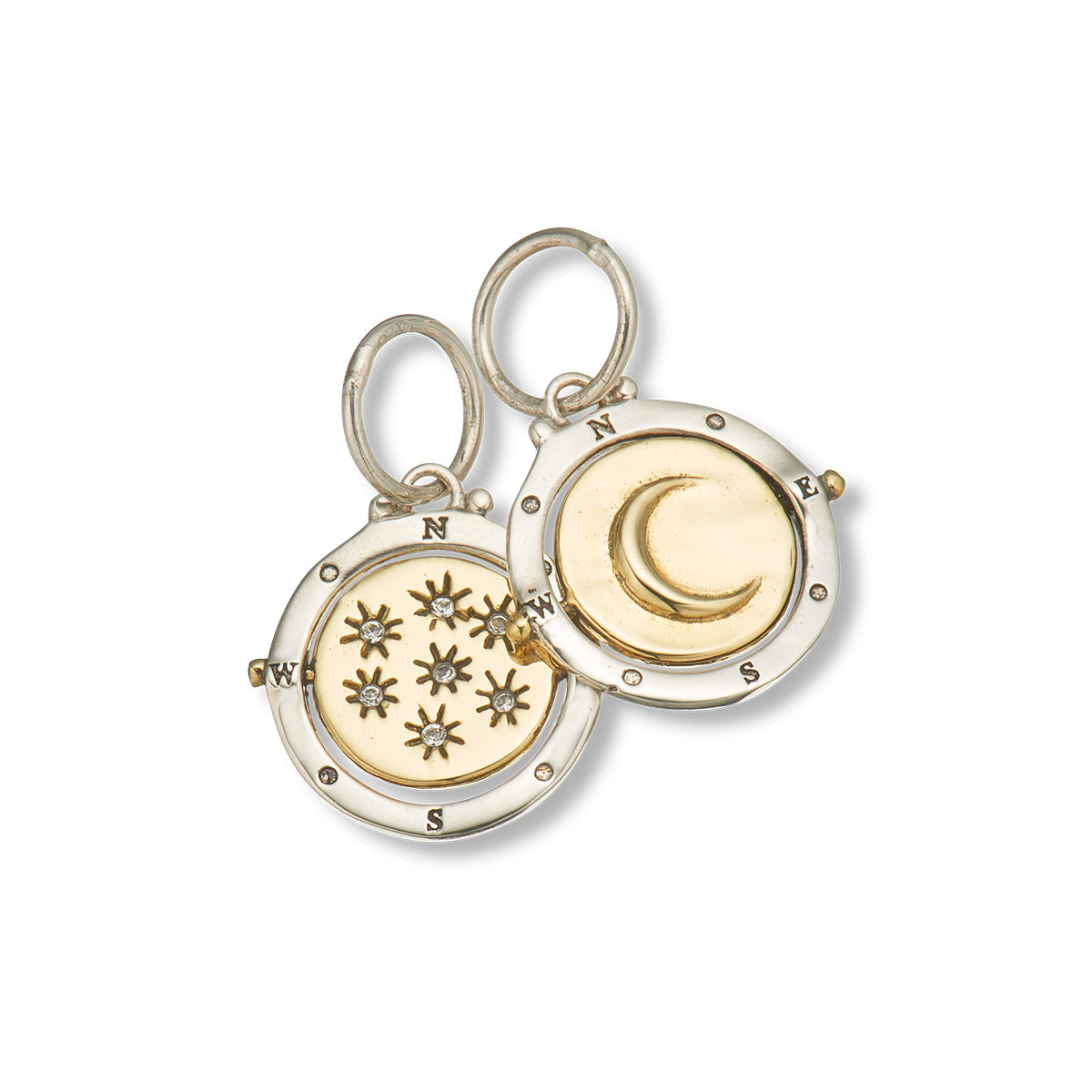 Moon and stars direction spinner charm