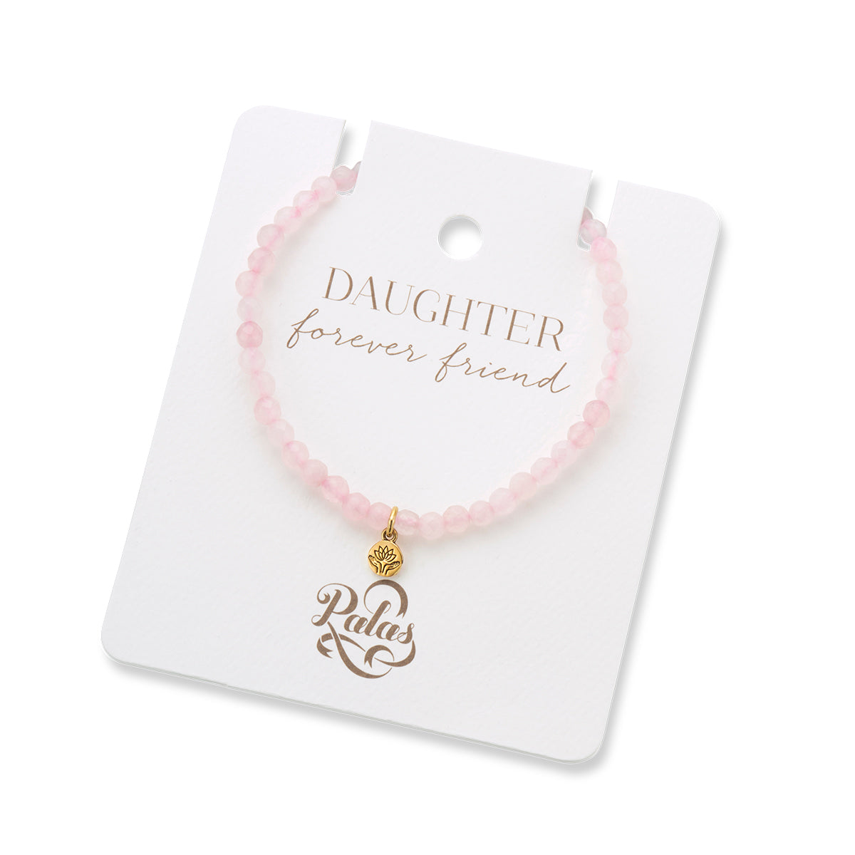 Daughter forever friend rose quartz gem bracelet