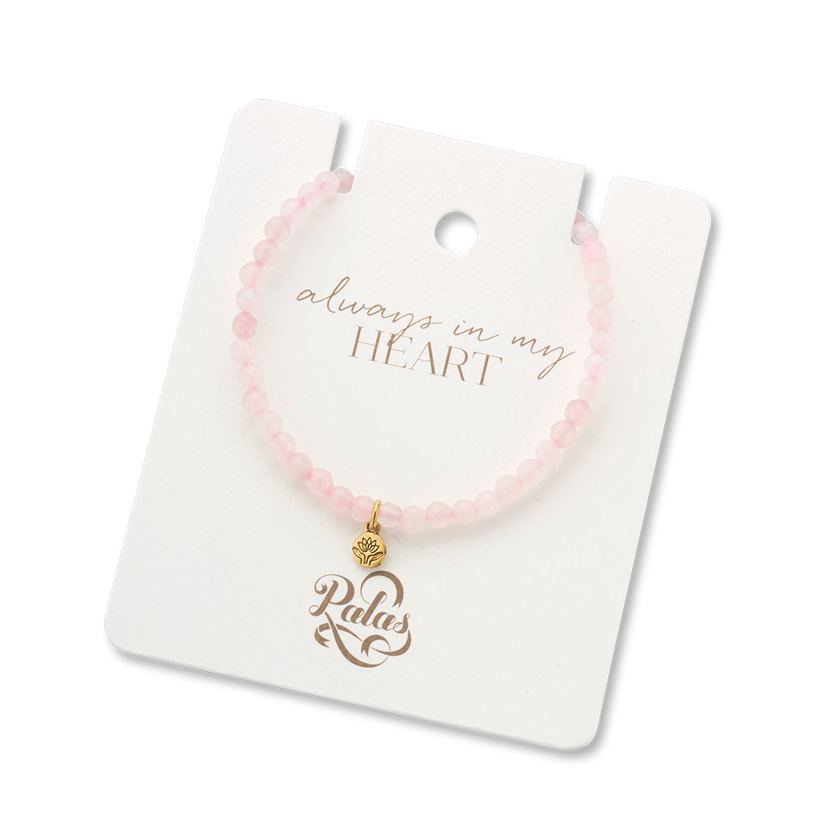 Always in my heart rose quartz gem bracelet