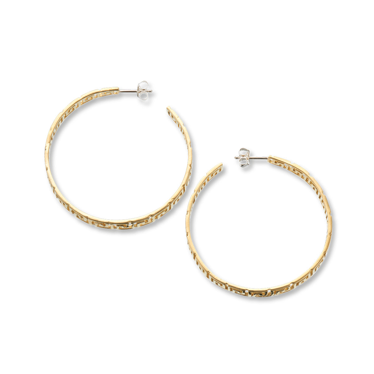 Greek key hoop 2025 earrings 14k yellow gold