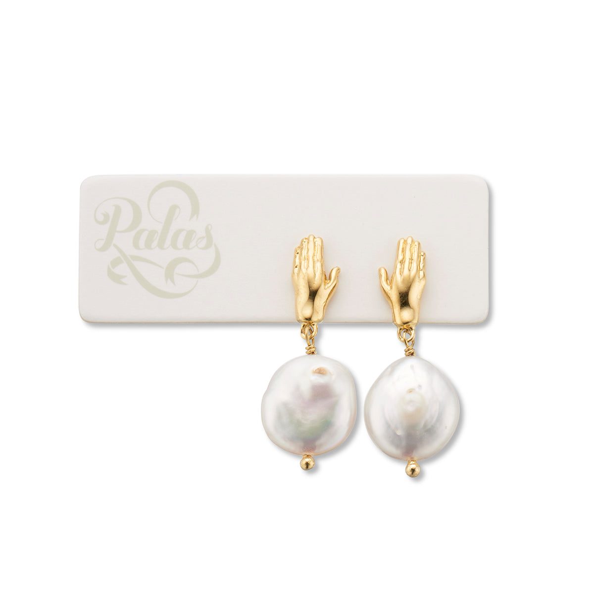 Aristotle hand and pearl earrings