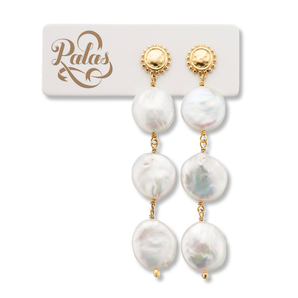 Rhodes three pearl drop earrings