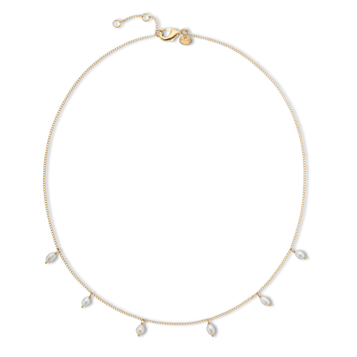 Positano pearl and chain necklace 18k gold plated
