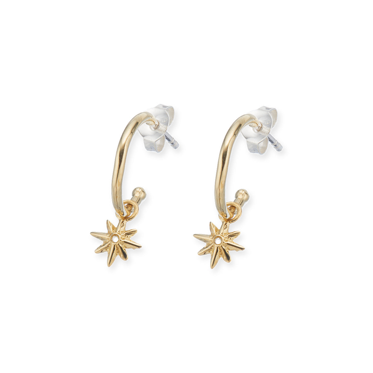 North star hoop earrings