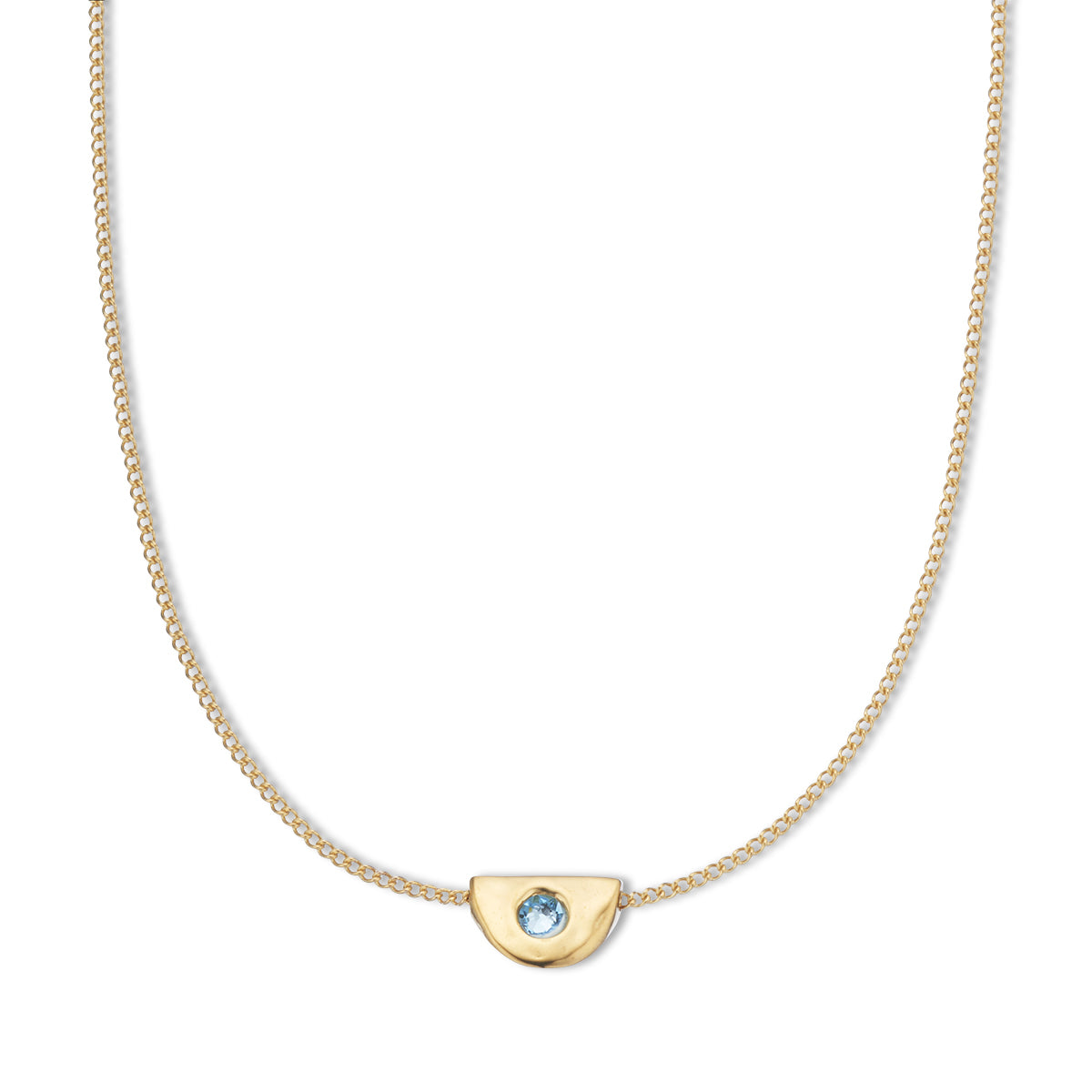 March aquamarine birthstone necklace 18k gold plated