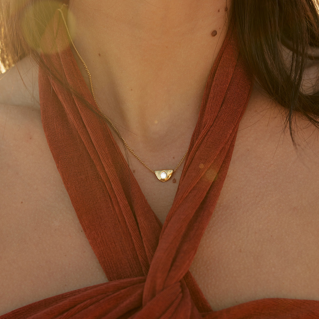 April diamond birthstone necklace 18k gold plated